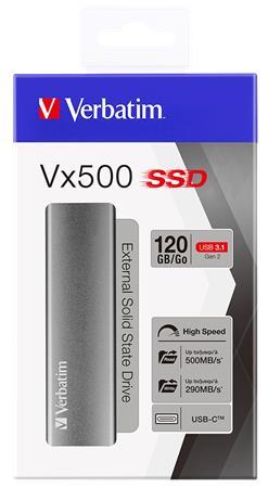 SSD (externá pamäť) 120 GB, USB 3.1, VERBATIM "Vx500", sivá