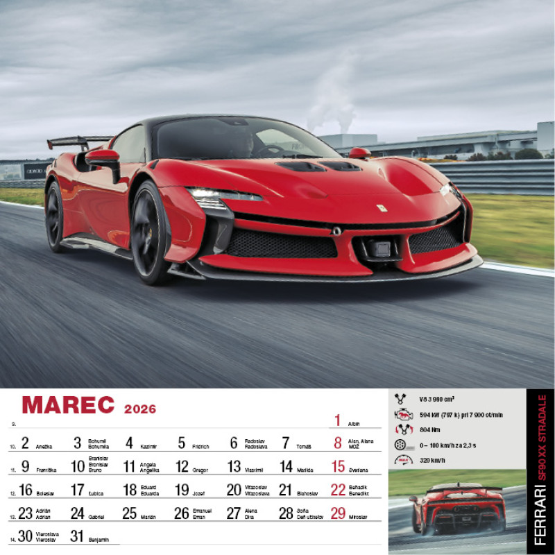 Nástenný kalendár Sports Cars 2026 3