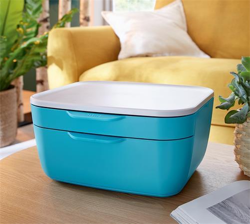 Zásuvkový box, plastový, 2 zásuvky, LEITZ "Cosy", pokojná modrá 3