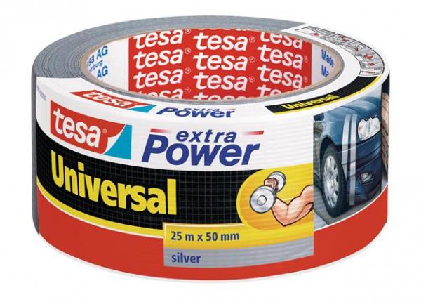 Textilná páska, 50 mm x 25 m, TESA "extra Power", strieborná 1