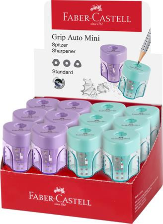 Strúhadlo, displej, jednodierové, so zásobníkom, FABER-CASTELL "GRIP Auto Mini", mix paste 1