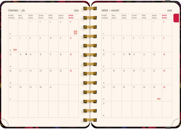 NOTIQUE Špirálový 18-mesačný diár Petito – Rudé kvety 2026/2027, 13 x 18 cm 3