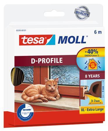 Samolepiace tesnenie s profilom D, 9 mm x 6 m, TESA "tesamoll®, hnedá 1
