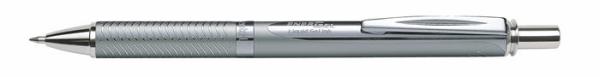 Roller, 0,35 mm, stláčací mechanizmus, telo pera: strieborná, PENTEL "EnerGel BL-407" modr