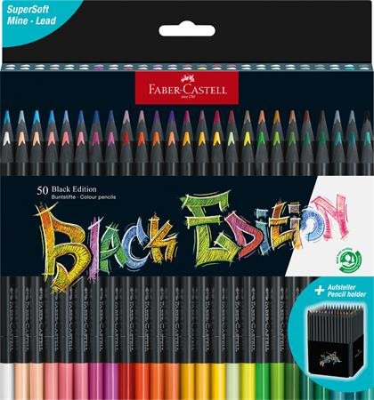Farebné ceruzky, sada, trojhranné, FABER-CASTELL "Black Edition", 50 rôznych farieb 1