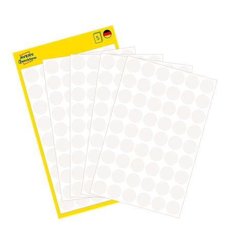 Etikety, okrúhle, priemer: 12 mm, AVERY ZWECKFORM, biele, 270 etikiet/bal 3
