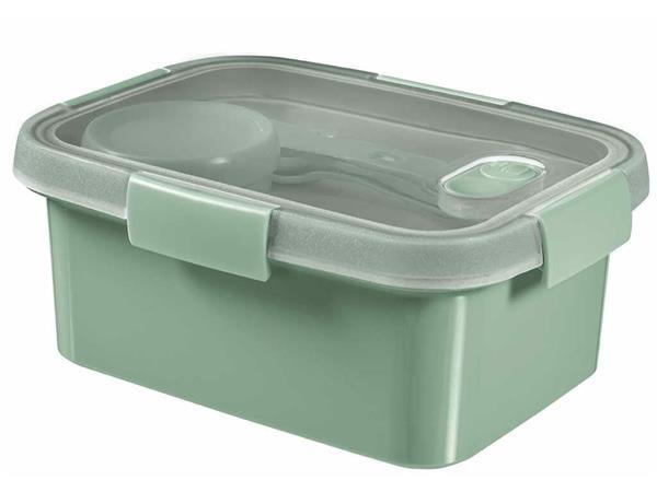 Dóza na potraviny, s príborom, hranatá, plastová, 1,2 l, CURVER "Smart Eco", svetlozelená 1