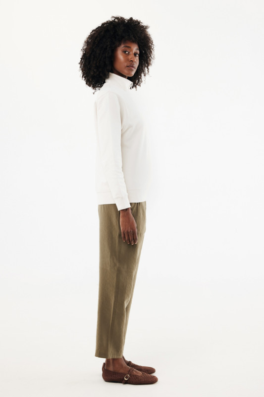 IQONIQ Elgon sveter s krátkym zipsom z recyklovanej bavlny ivory white XL 11