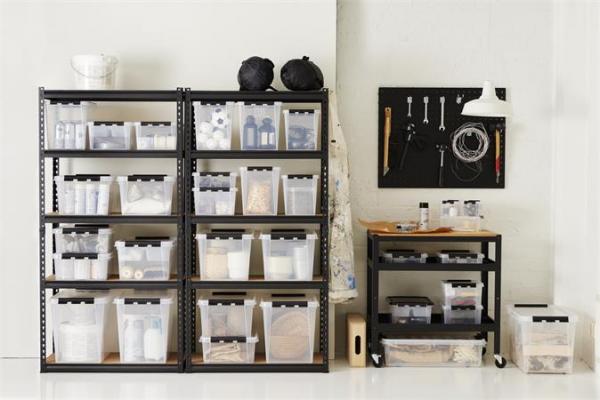 Úložný box, plastový, 31  l, čierne úchytky a kolieska, SMARTSTORE "Classic 35",  priehľad 6