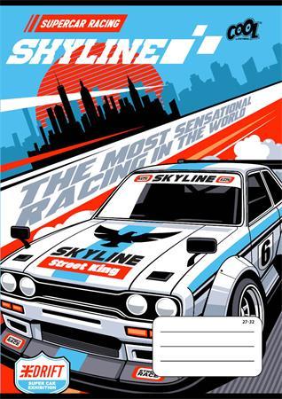 Zošit, A5, štvorčekový, 32 listov, COOL BY VICTORIA "Race cars", "27-32" 2