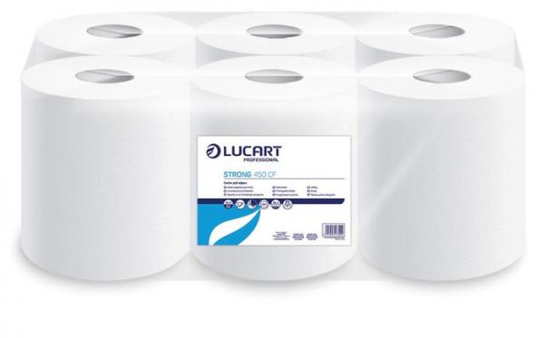 Papierové utierky, kotúčové, vnútorné dávkovanie, 2-vrstvové, LUCART "Strong 450 CF", opt