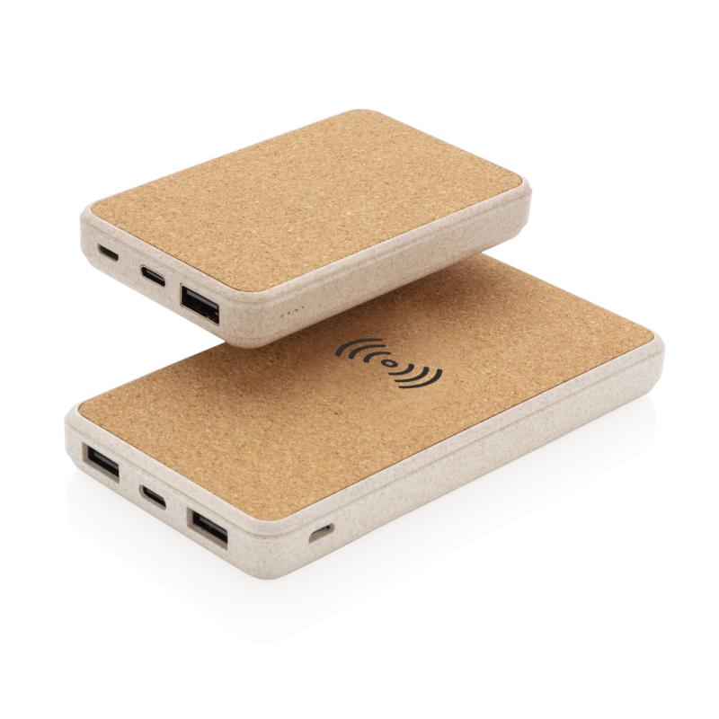 Bezdrôtová powerbanka z korku a pšenice 8 000 mAh 5W khaki 8