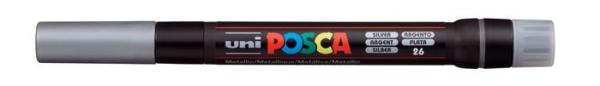 Popisovač v tvare štetca, UNI "Posca PCF-350", strieborná 1