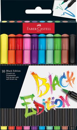 Fixky v rvare štetca, sada, FABER-CASTELL "Black Edition" 10 rôznych farieb 1