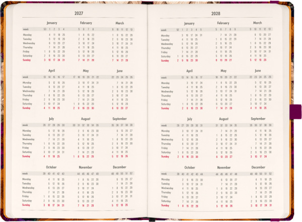 NOTIQUE Planbook planner/notebook Vintage Flowers 2027, 13 x 21 cm 2