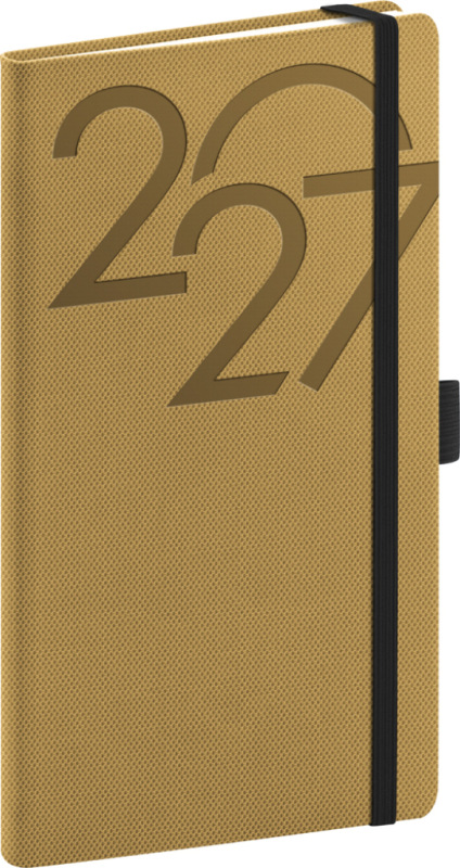 NOTIQUE Vreckový diár Ajax 2027, zlatý, 9 x 15,5 cm