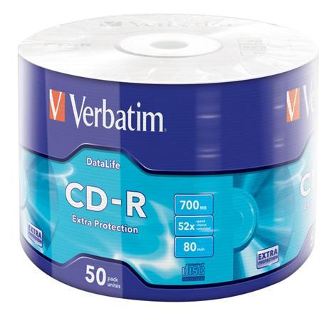 CD-R disk, 700MB, 52x, 50 ks, zmršťovacie balenie, VERBATIM "DataLife" 1