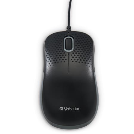 Myš, drôtová, optická, normálna veľkosť, USB, VERBATIM "Silent", čierna 2