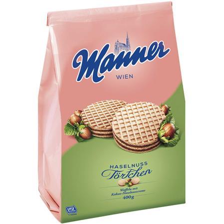. Oblátky s lieskovcovou náplňou, 400 g, "Manner Törtchen"