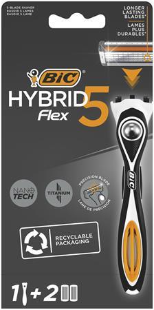 Holiaci strojček, pásnky, s 2 náhradnými hlavicami, BIC "HYBRID 5 1