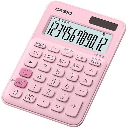 Kalkulačka, stolová, 12 miestny displej, CASIO, "MS 20 UC", ružová 1