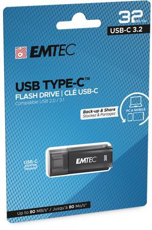 USB kľúč, 32GB, USB-C 3.2, EMTEC "D400 Type-C", čierna 3