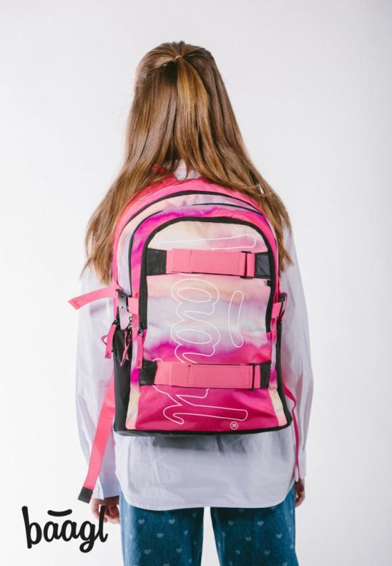 BAAGL Školský batoh Skate Pink Stripes 12