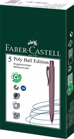 Guľôčkové pero, 0,7 mm, stláčací mechanizmus, bordové telo pera, FABER-CASTELL "Poly Ball 3