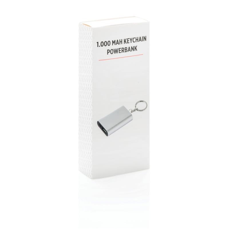 Klíčenka s powerbankou 1 000 mAh strieborná 4
