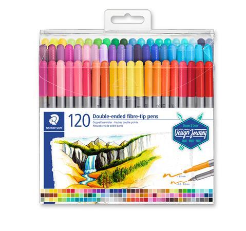 Fixky, sada, 0,8/3,0 mm, obojstranné, STAEDTLER "Design Journey", 120 rôznych farieb