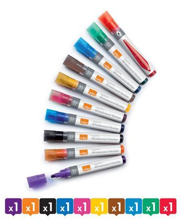 Popisovač na tabule, tekutý atrament, kužeľový hrot, 1-3 mm, NOBO, mix farieb 2