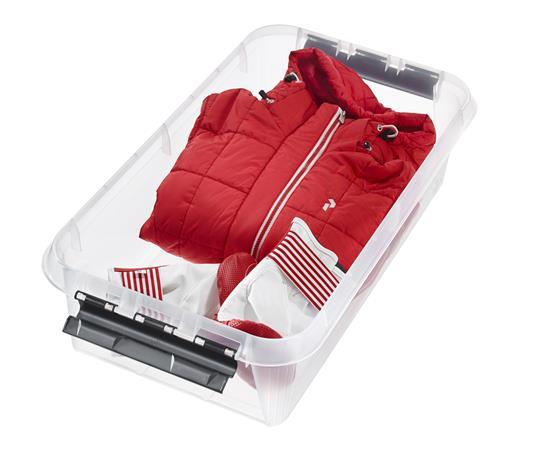 Úložný box, plastový, 31  l, čierne úchytky a kolieska, SMARTSTORE "Classic 35",  priehľad 3