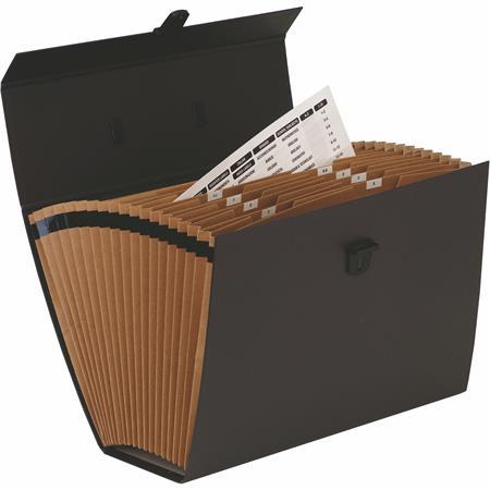 Aktovka s držadlom, kartónová, 19 priehradiek, FELLOWES "Bankers Box Handifile", čierna 2