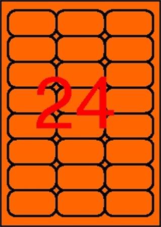 Etikety, 64x33,9 mm, farebné, zaoblené rohy, APLI, neónové oranžové, 480 etikiet/bal