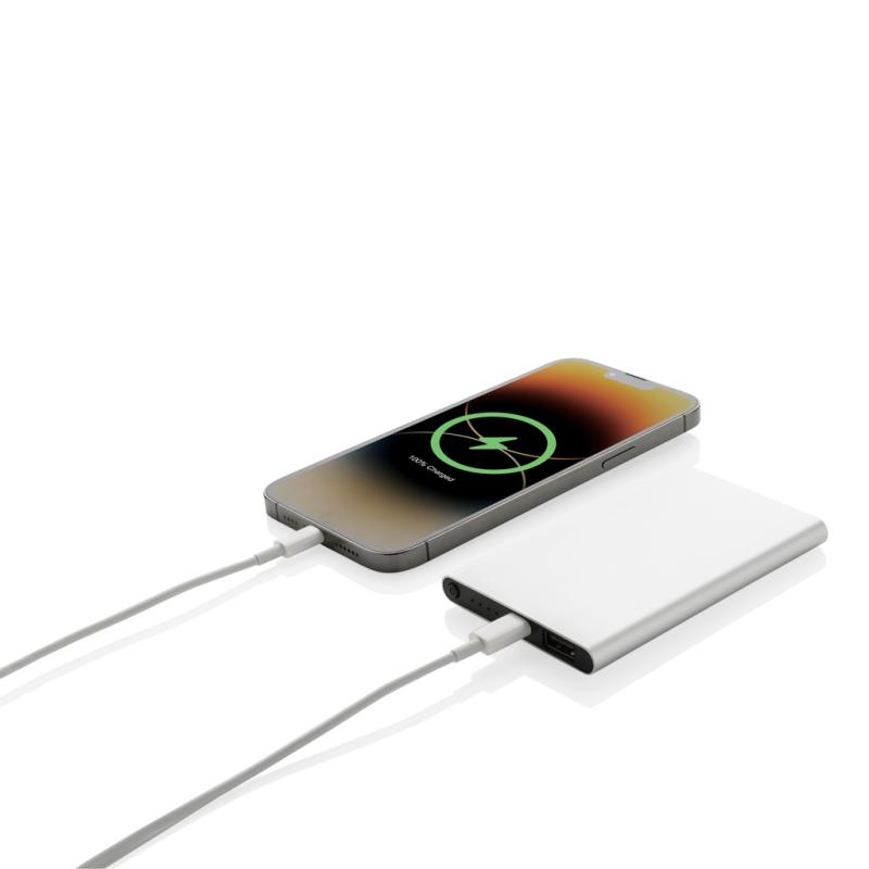 Powerbanka 4000mAh s USB C z RCS recykl. plastu a hliníka strieborná 2