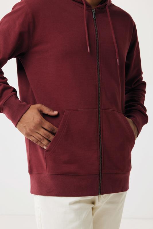 Mikina na zips s kapucňou IQONIQ Abisko z recykl. bavlny vínovo červená S 8