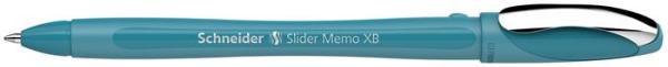 Guľôčkové pero, 0,7 mm, s vrchnákom, SCHNEIDER "Slider Memo XB", pávia modrá 5