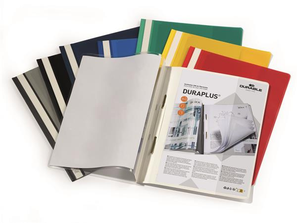 Rýchloviazač, A4, široký, priehľadné vrecko, DURABLE "DURAPLUS®", žltý 3