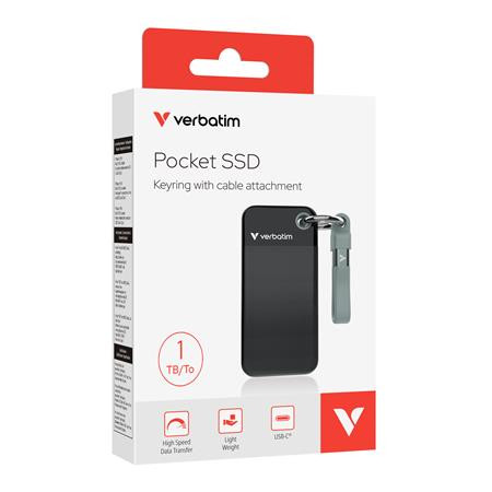 SSD (externá pamäť), 1TB, USB 3.2 Gen2, VERBATIM "Pocket SSD", čierna/sivá 4