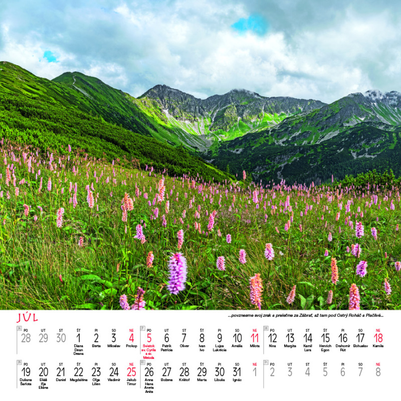 Nástenný kalendár Tatry štvorec 2027 8