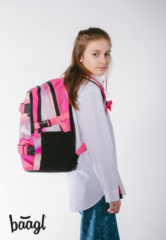 BAAGL Školský batoh Skate Pink Stripes 13