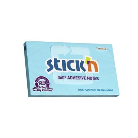 Samolepiaci poznámkový blok, 76x127 mm, 100 listov, STICK N, modrá 1