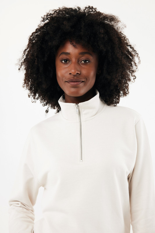 IQONIQ Elgon sveter s krátkym zipsom z recyklovanej bavlny ivory white XXL 18