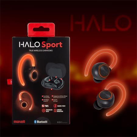 Slúchadlá, bezdrôtové, Bluetooth, s mikrofónom, LED slúchadlá, MAXELL "Halo Sport", čierna 5