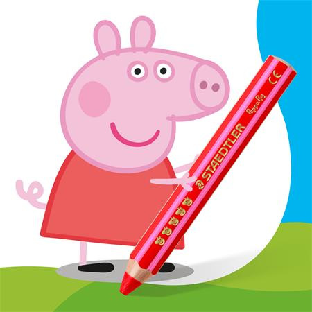 Farebné ceruzky, sada, šesťhranné, jumbo, STAEDTLER „Noris® junior 140", Peppa Pig, 12 far 3