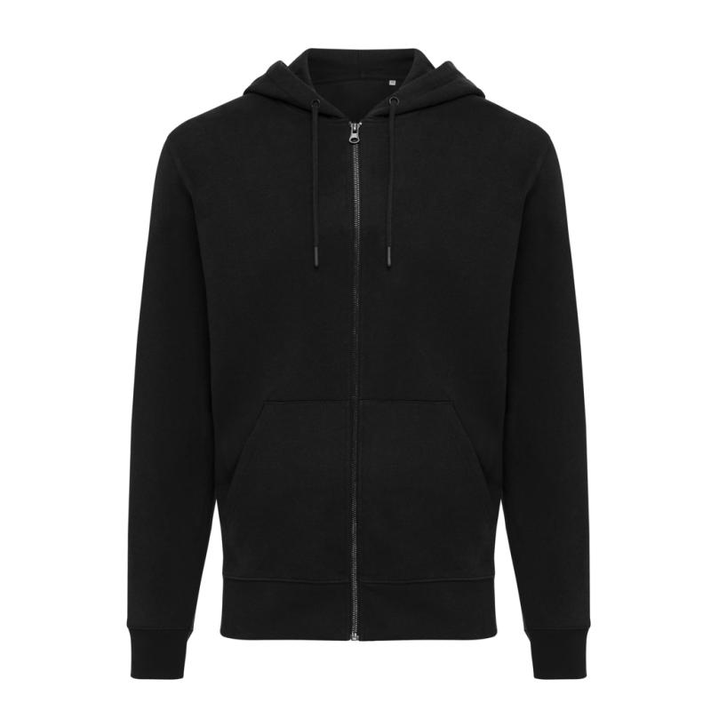 Mikina na zips s kapucňou IQONIQ Abisko z recykl. bavlny čierna L 1