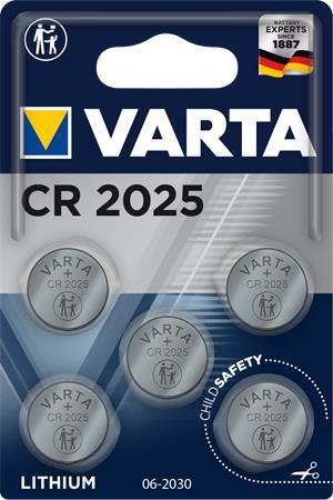 Gombíková batéria, CR2025, 5 ks, VARTA