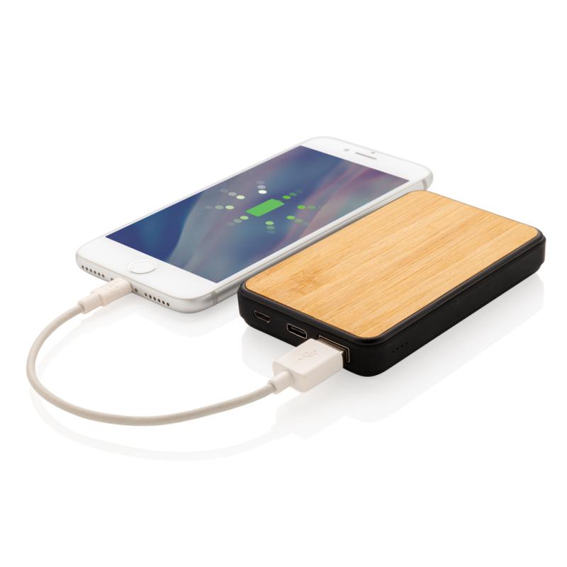 Powerbanka 5 000 mAh z bambusu a RCS Rplastu hnedá 2