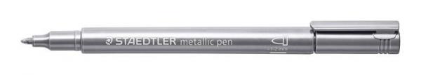 Dekoračný popisovač, 1-2 mm, kužeľový, STAEDTLER, strieborný 3