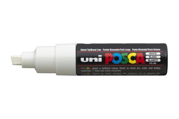 Dekoračný popisovač, 8 mm, UNI "Posca PC-8K", biela
